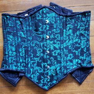 Emerald green & black embroidered cor